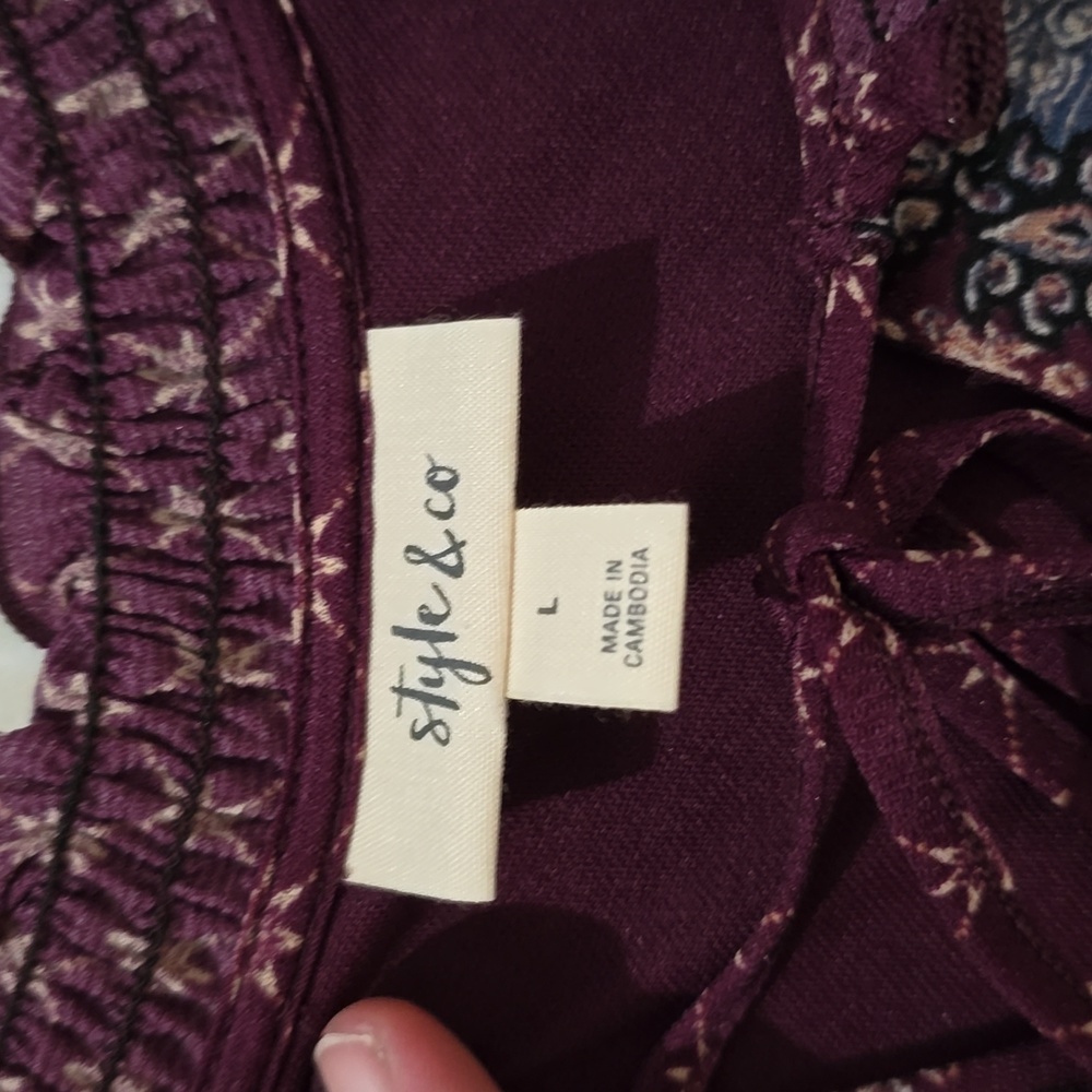 Style & Co‎ Women's Printed Split Neck Tunic Top Red Size Large - Picture 9 of 11